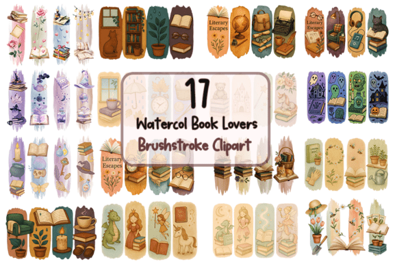 Download Book Lovers Brushstroke Clipart Bundle - Brush Collection
